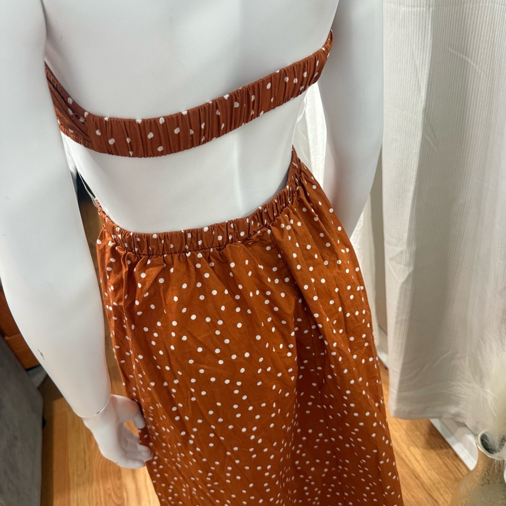 Forever 21 Brown Strapless Dress with White Dots - Picture 3 of 4